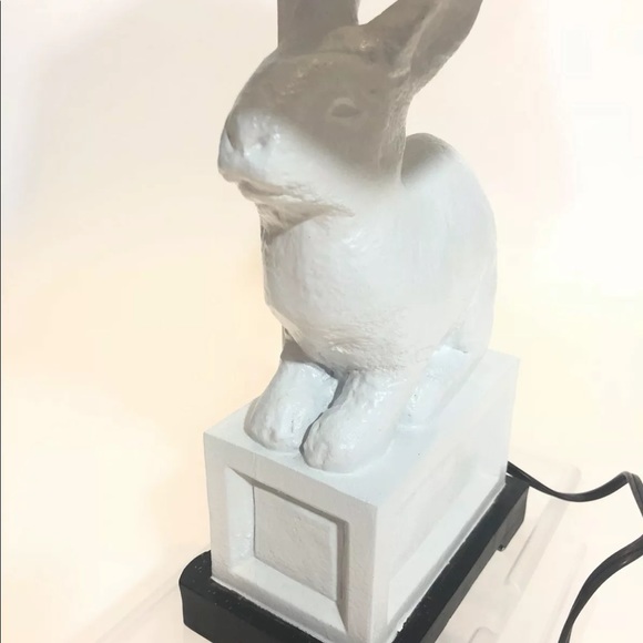 UTTERMOST white bunny lamp black linen lampshade - Picture 11 of 12